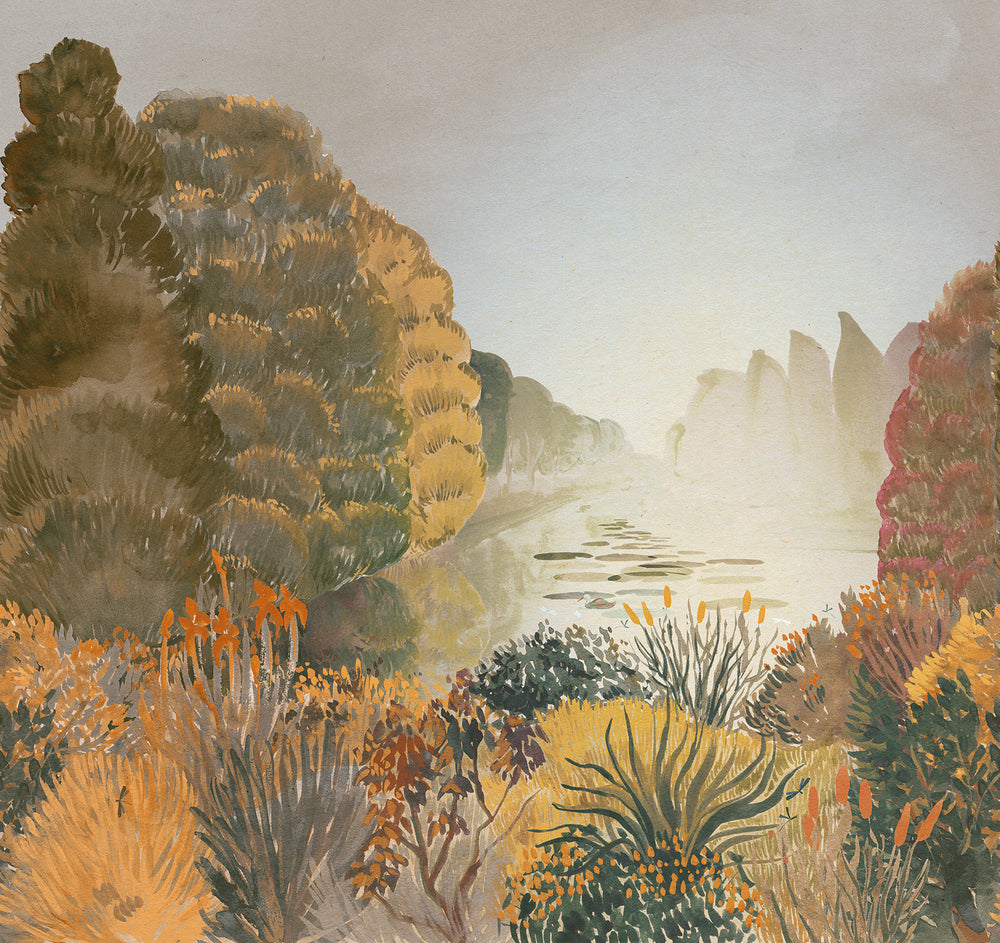 Warm Gold Nature Landscape Wallpaper RM9025