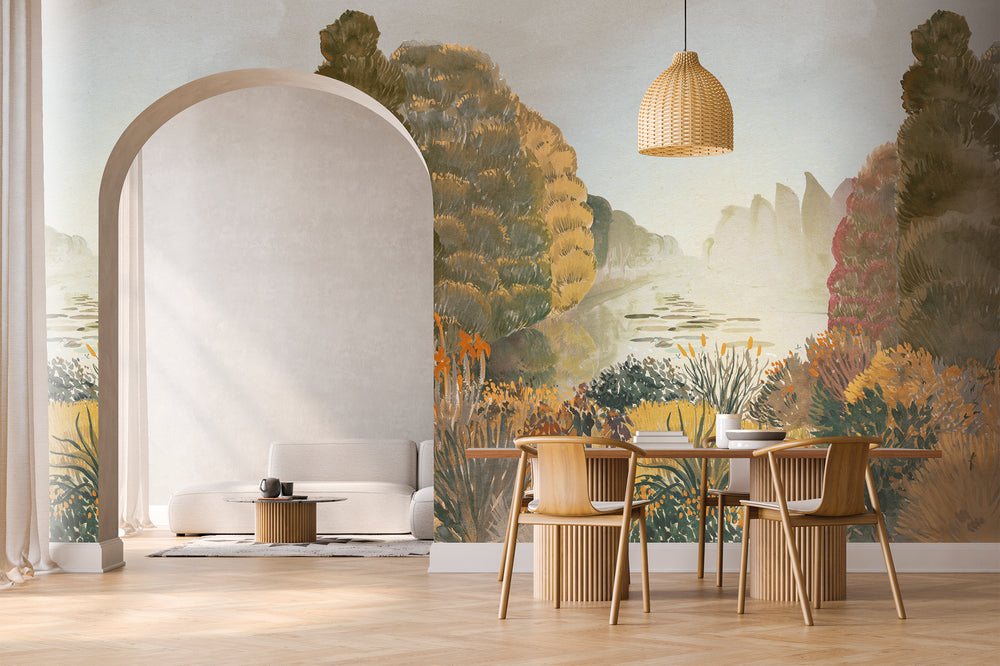 Warm Gold Nature Landscape Wallpaper RM9025