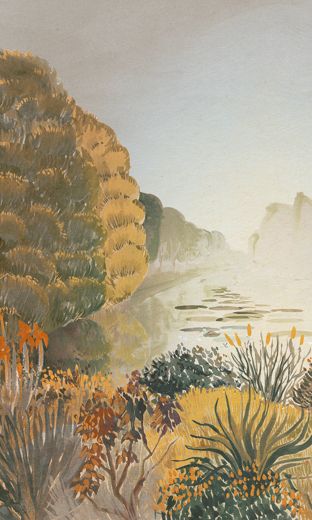 Warm Gold Nature Landscape Wallpaper RM9025