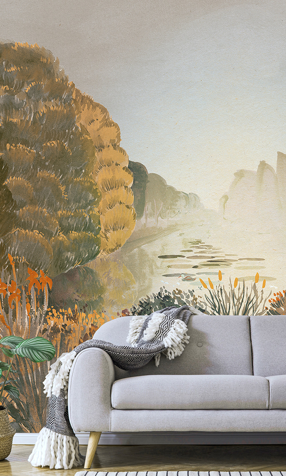 Warm Gold Nature Landscape Wallpaper RM9025
