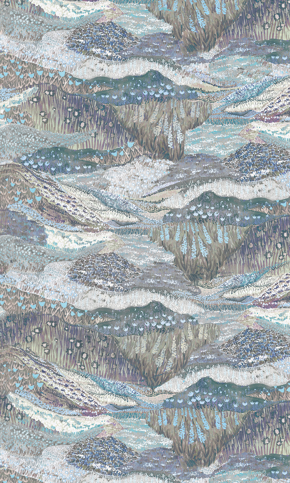 Light Blue Lilac Panoramic Valleys Wallpaper RM9026
