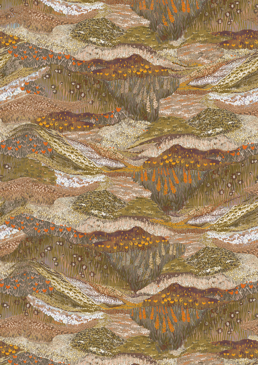 Ochre Panoramic Valleys Wallpaper RM9027
