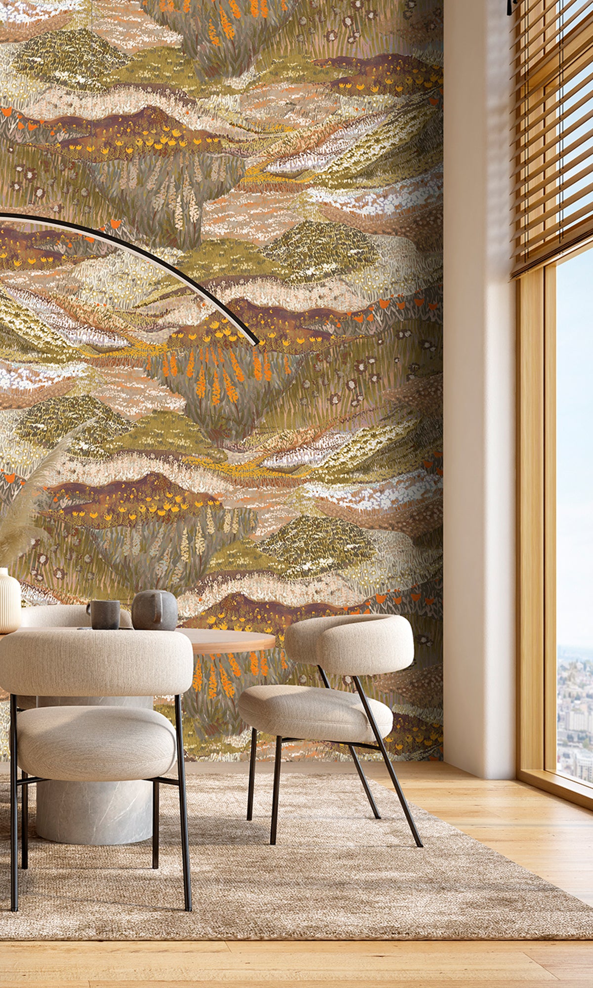 Ochre Panoramic Valleys Wallpaper RM9027