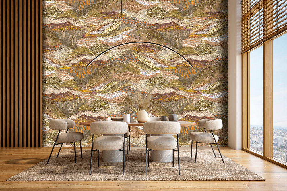 Ochre Panoramic Valleys Wallpaper RM9027