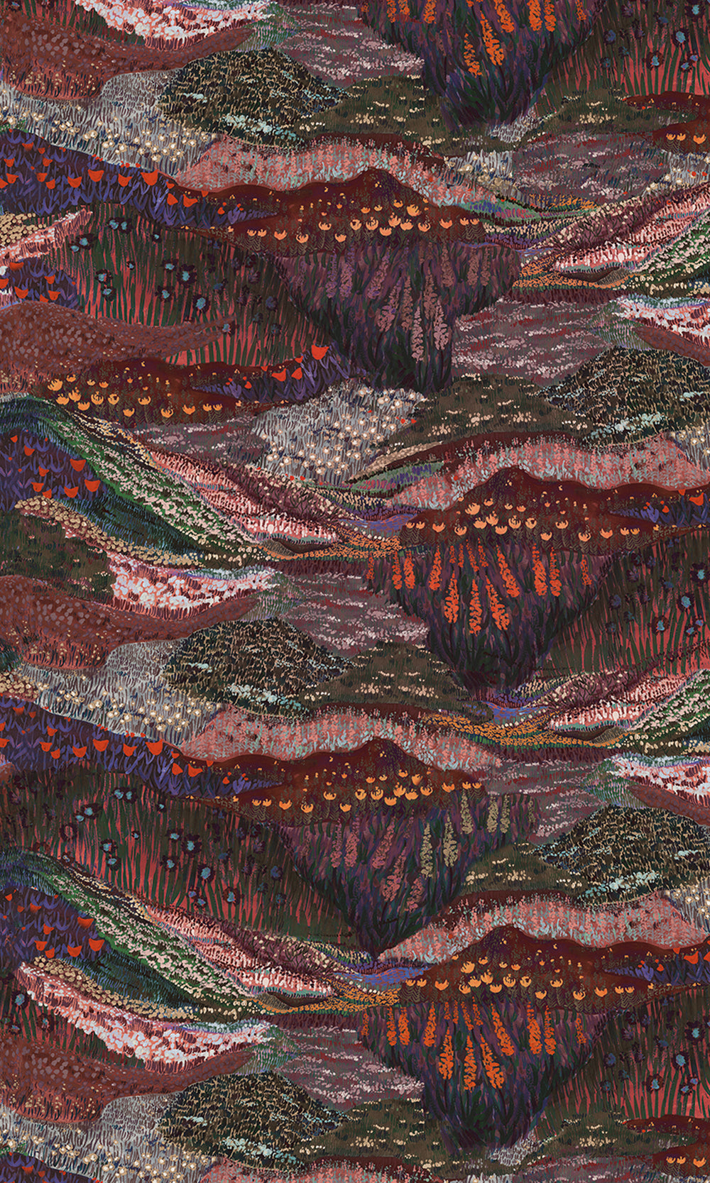Burgundy Panoramic Valleys Wallpaper RM9028