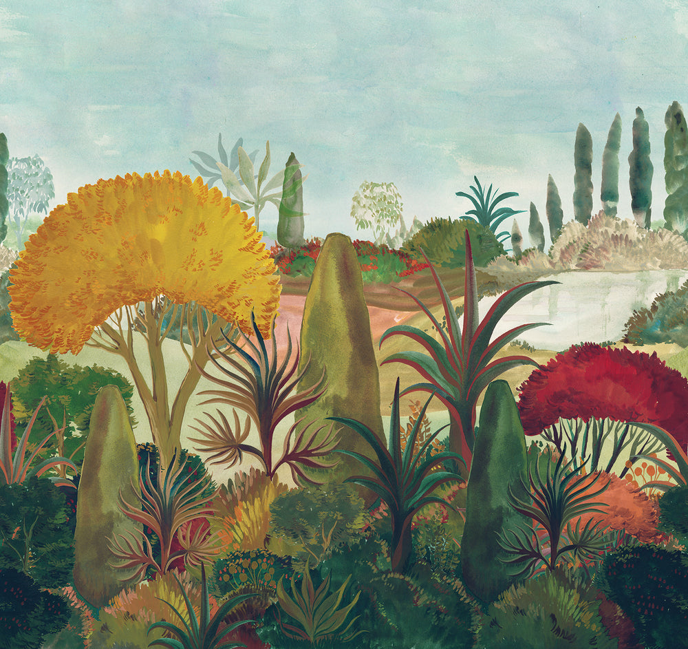 Multicolor Botanical Landscape Wallpaper RM9030