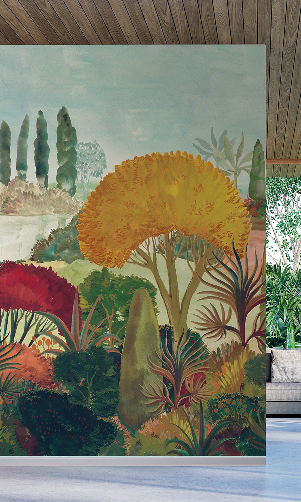 Multicolor Botanical Landscape Wallpaper RM9030