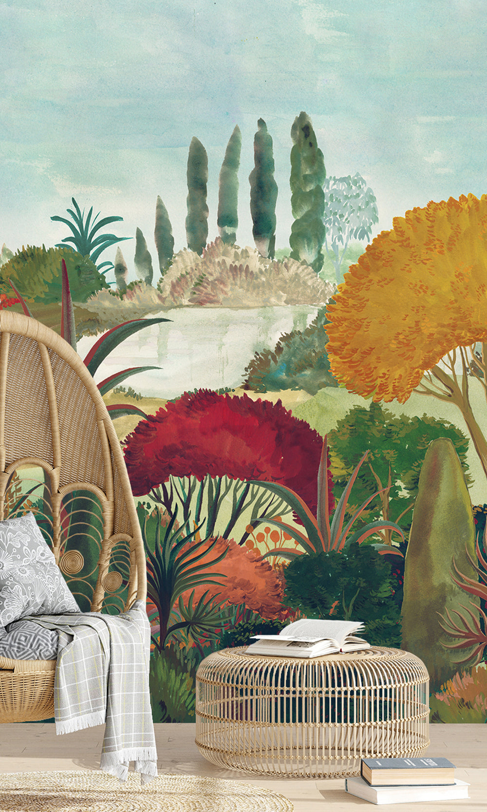 Multicolor Botanical Landscape Wallpaper RM9030