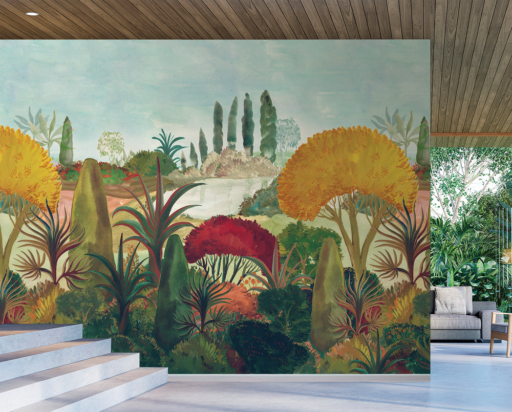 Multicolor Botanical Landscape Wallpaper RM9030