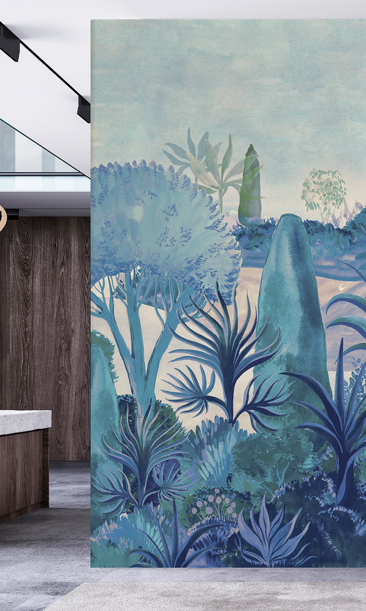 Twilight Blue Lilac Botanical Landscape Wallpaper RM9031