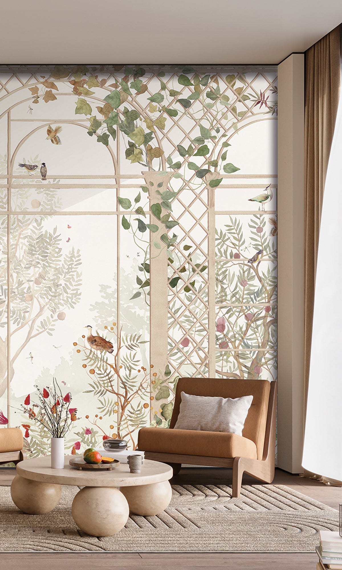 Beige Botanical Greenhouse Wallpaper RM9032