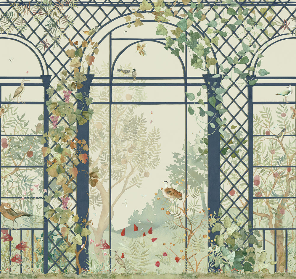 Whisper Green Botanical Greenhouse Wallpaper RM9033