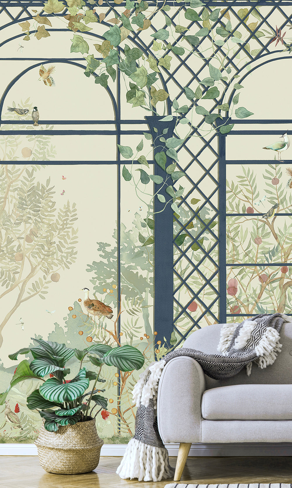 Whisper Green Botanical Greenhouse Wallpaper RM9033