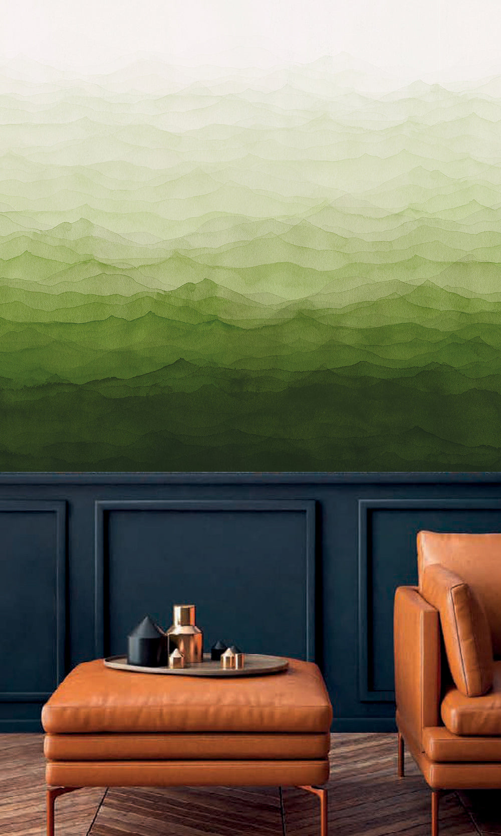 Garden Green Watercolor Horizon Wallpaper RM9036