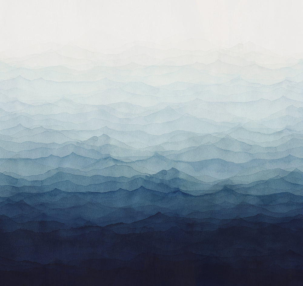 Indigo Blue Watercolor Horizon Wallpaper RM9037