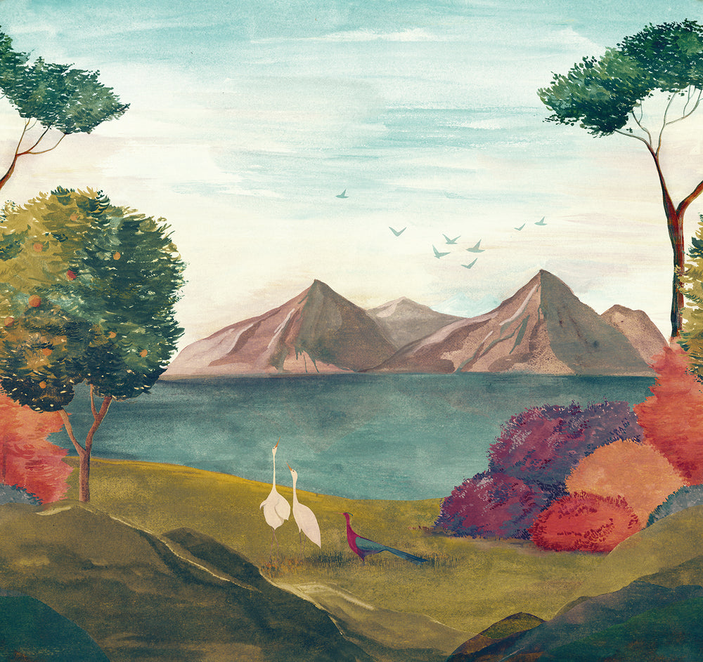 Multicolor Oriental Landscape Wallpaper RM9038