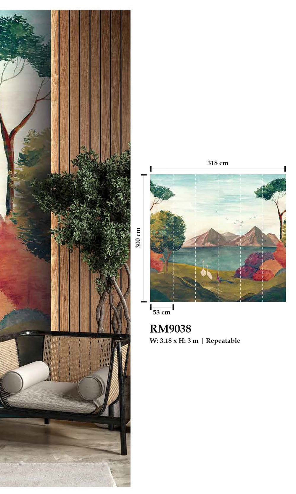 Multicolor Oriental Landscape Wallpaper RM9038