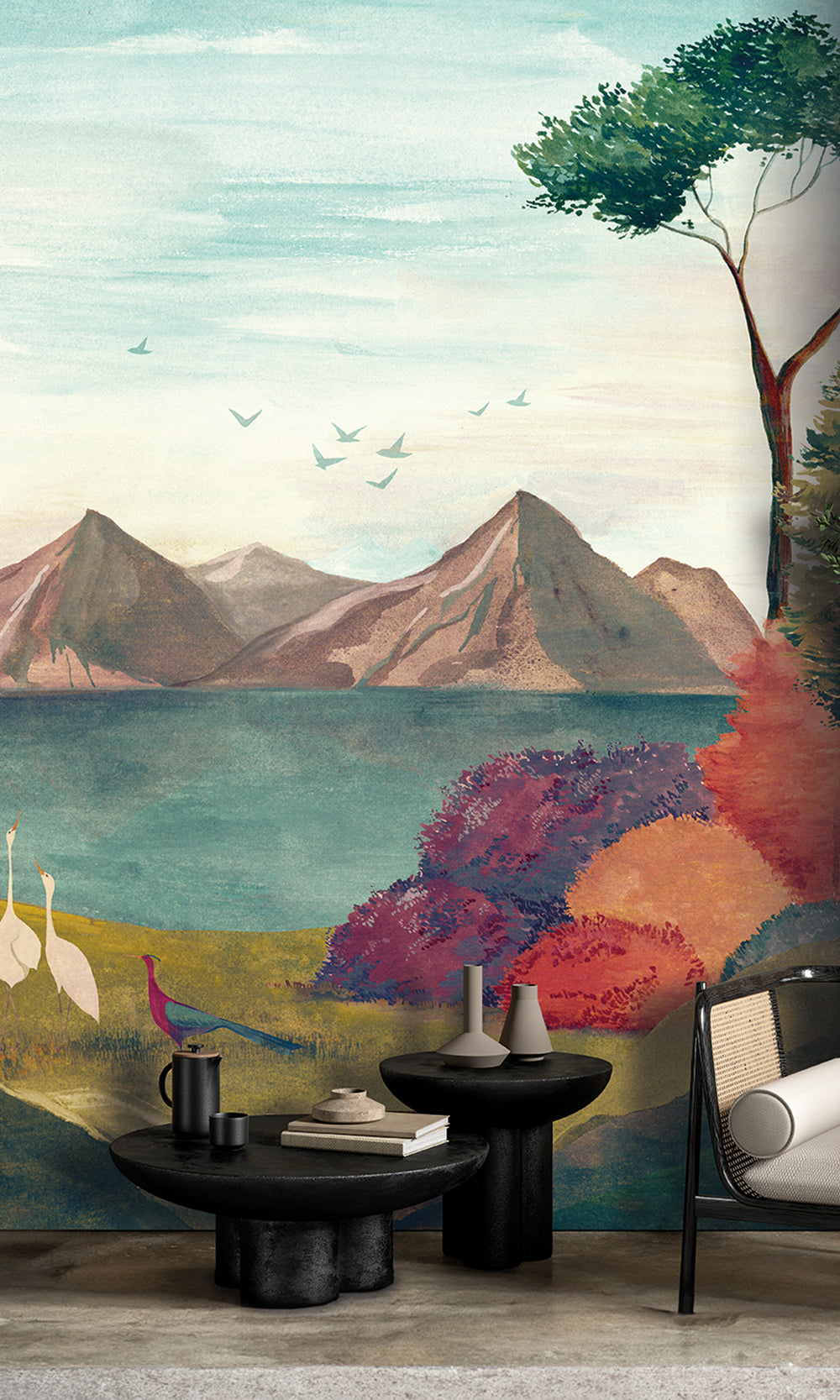 Multicolor Oriental Landscape Wallpaper RM9038