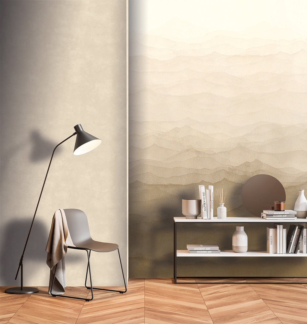 Warm Beige Watercolor Horizon Wallpaper RM9040