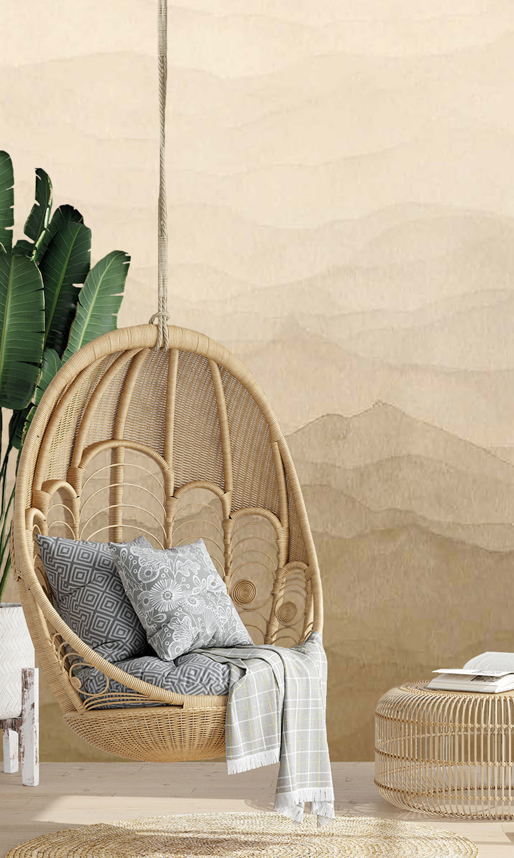 Warm Beige Watercolor Horizon Wallpaper RM9040