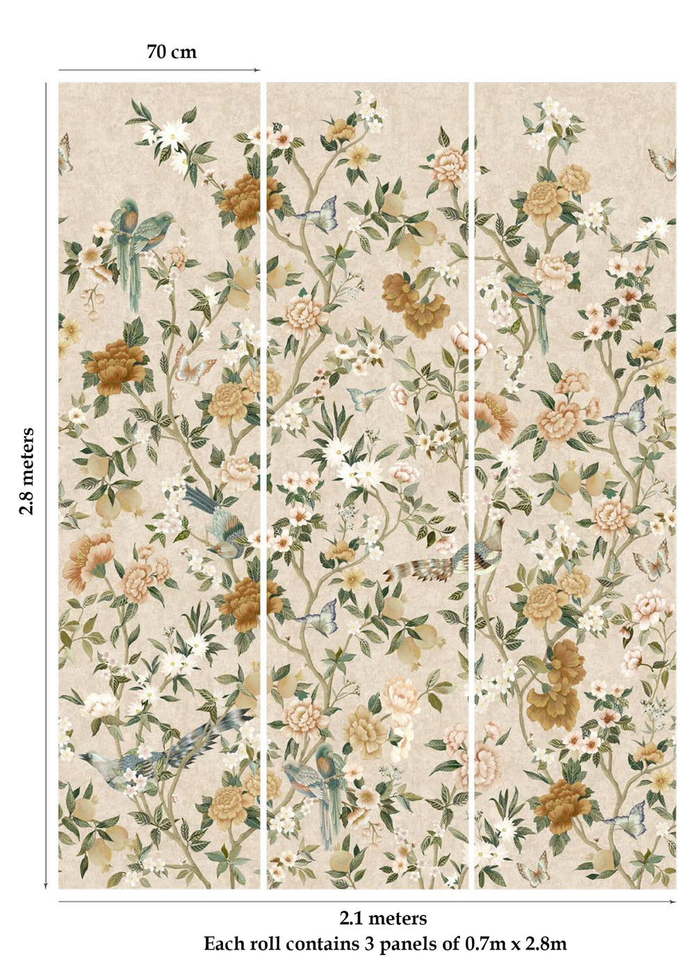 Pink Hand Painted Imperial Gardens Wallpaper RM9044