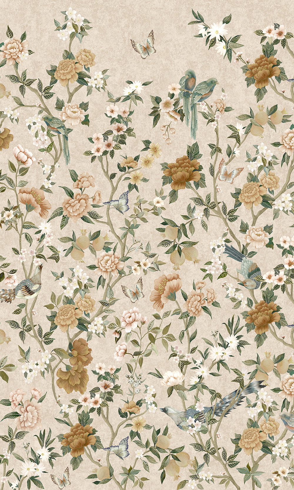 Neutral Hand Painted Imperial Gardens Wallpaper RM9043