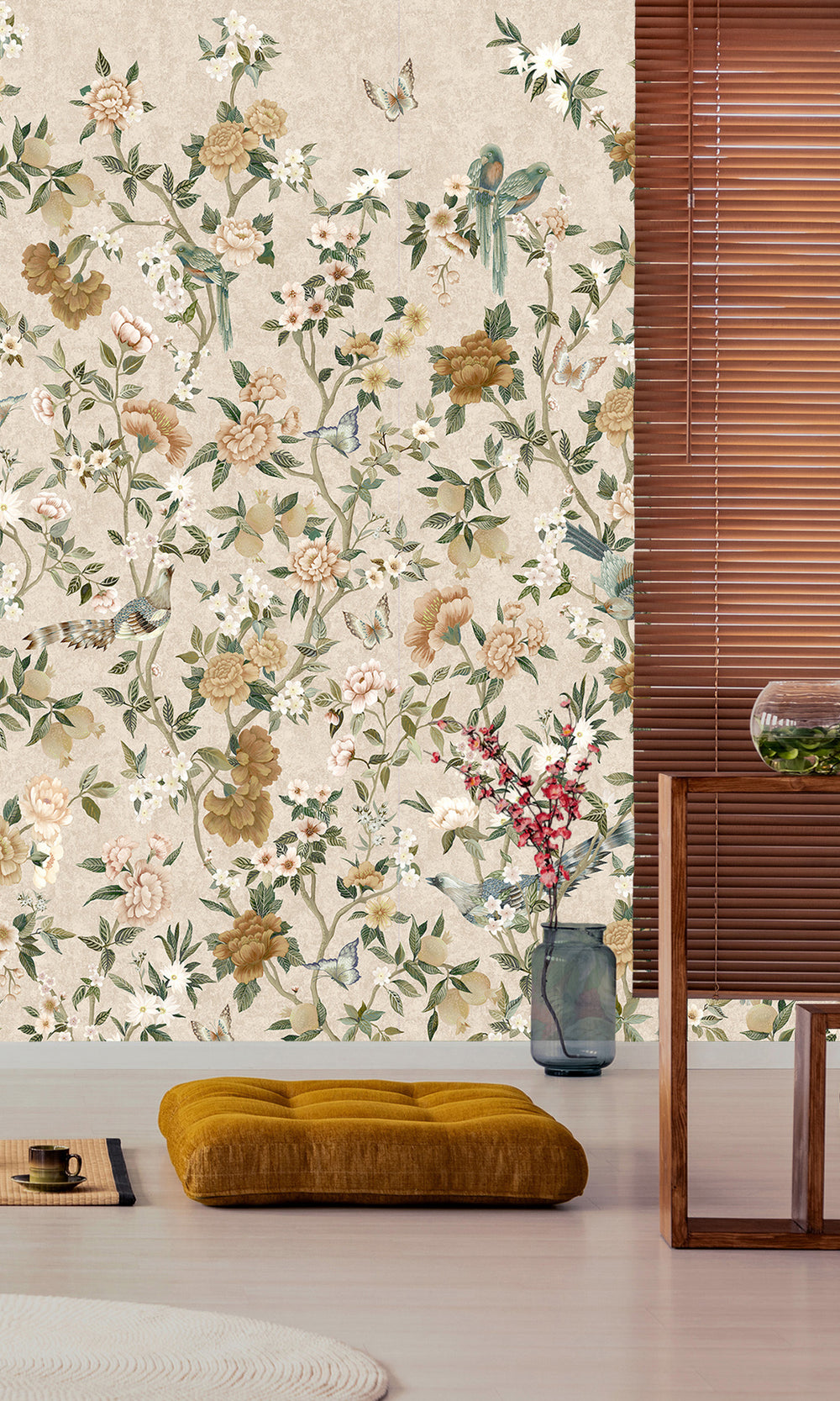 Neutral Hand Painted Imperial Gardens Wallpaper RM9043