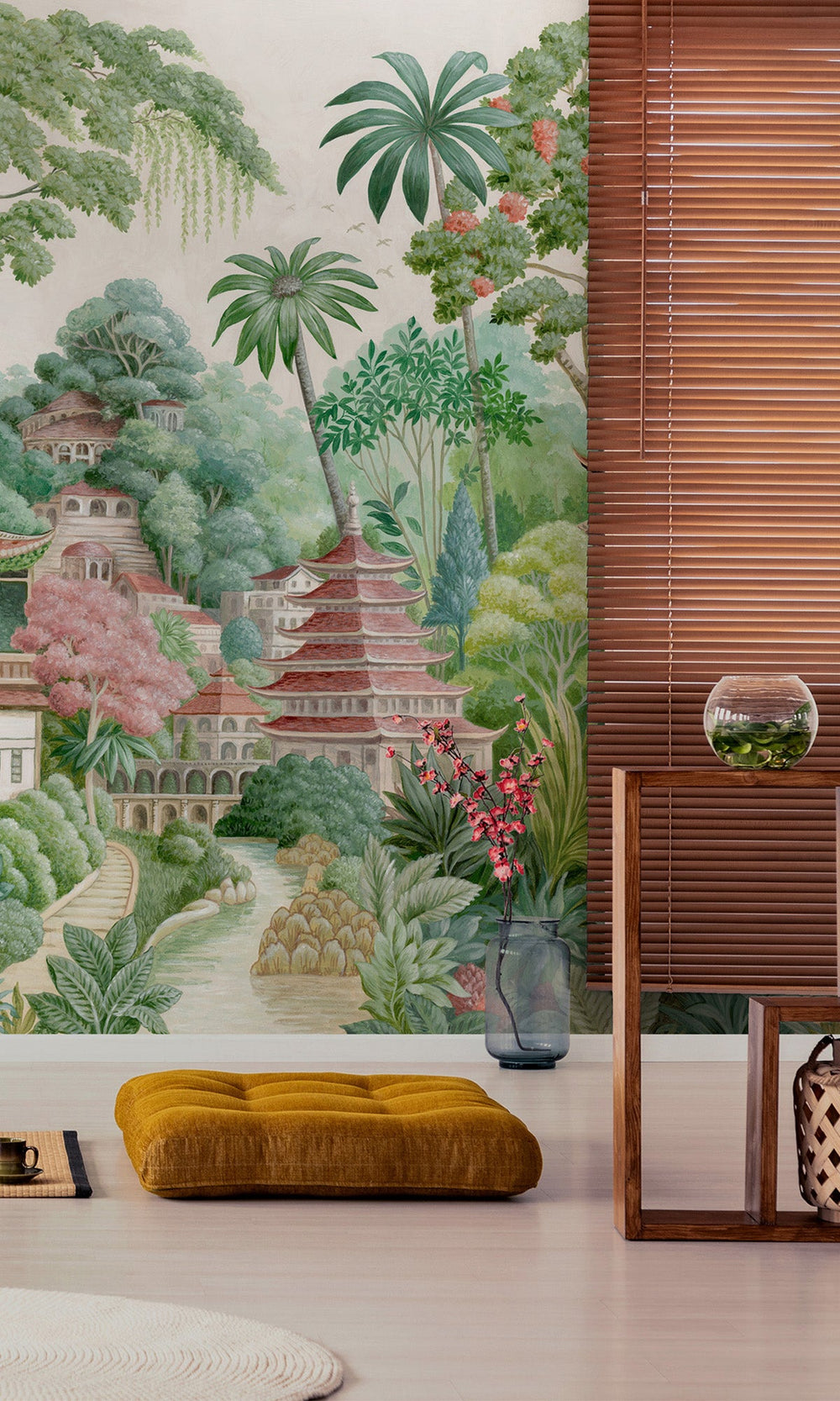 Multi Ornate Pagoda Landscape Wallpaper RM9045