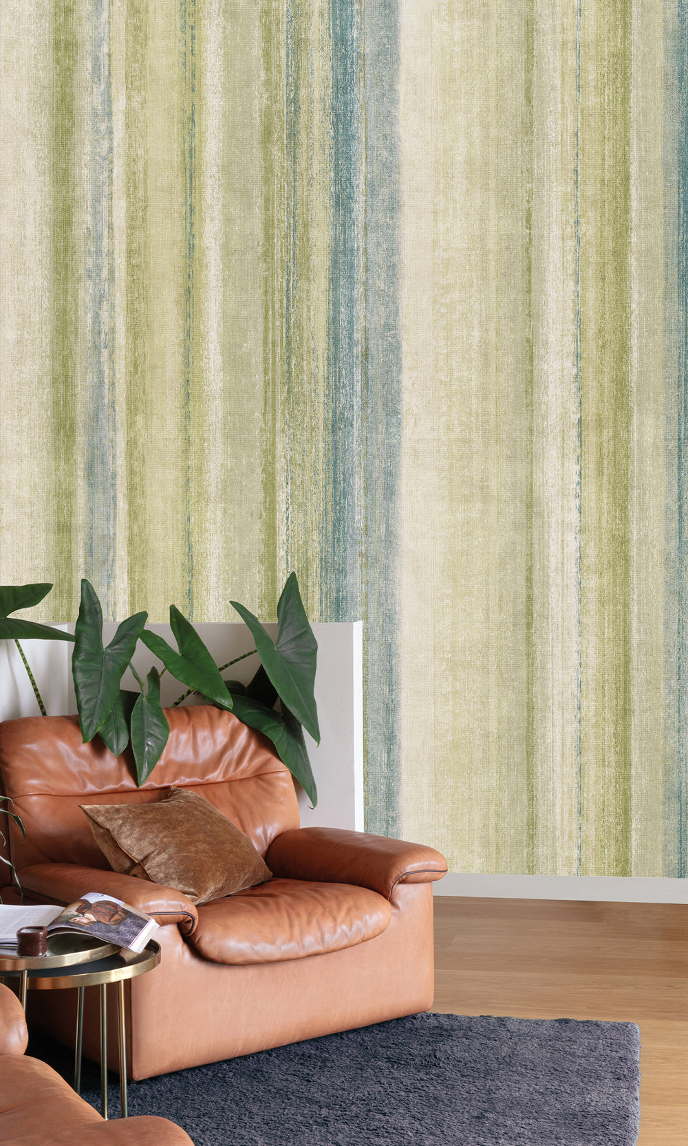 Terran Khaki Watercolor Stripe Wallpaper RM9048