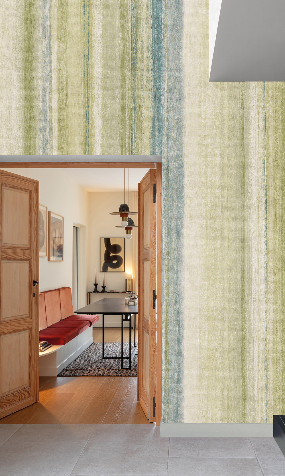 Terran Khaki Watercolor Stripe Wallpaper RM9048