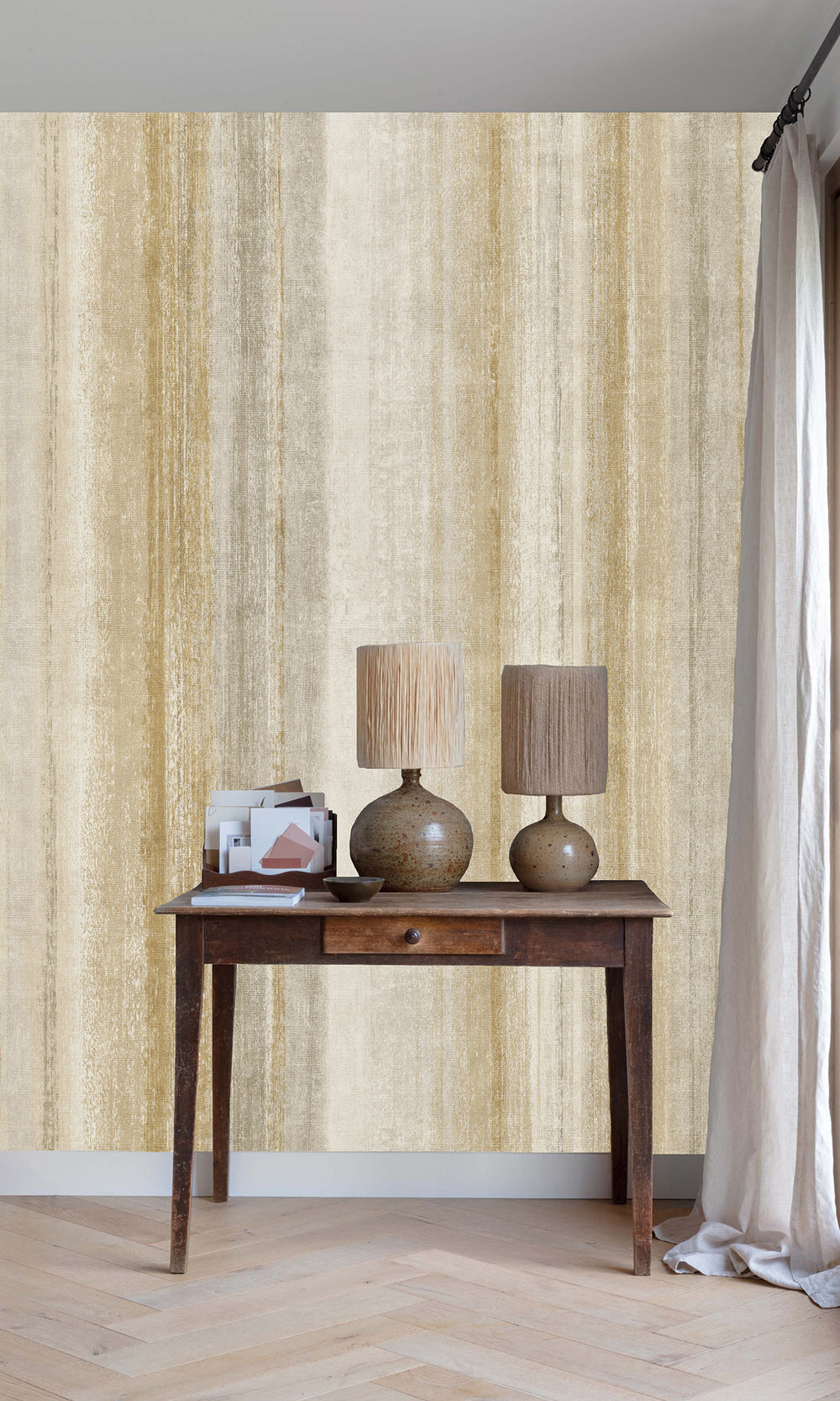 Albescent White Watercolor Stripe Wallpaper RM9049