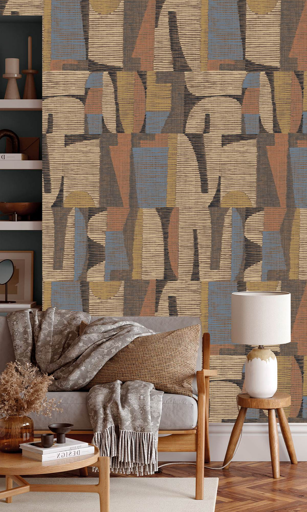 Lynch Blue & Pergament Ethnic Print Collage Wallpaper RM9051