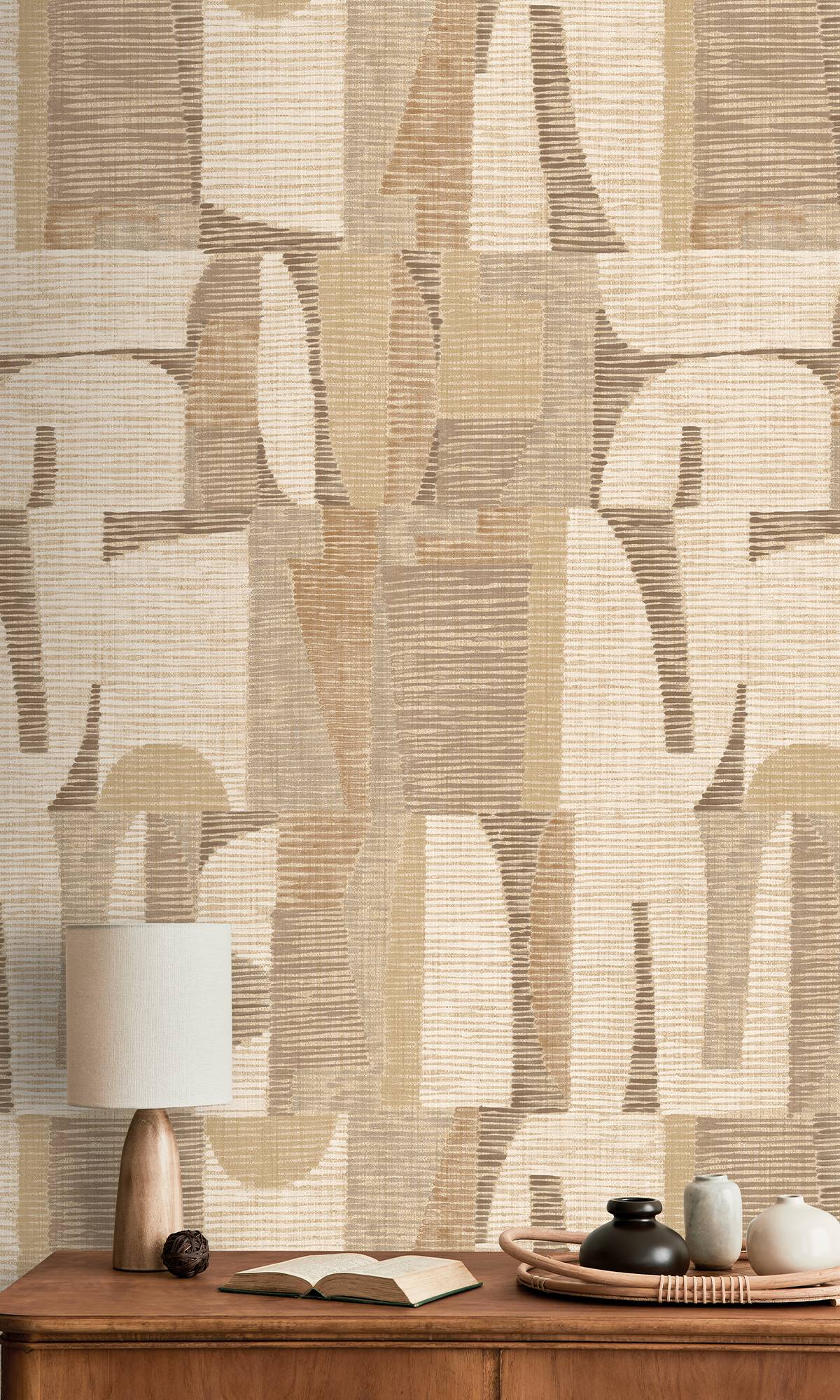 Esplanade & Pastel Brown Ethnic Print Collage Wallpaper RM9053