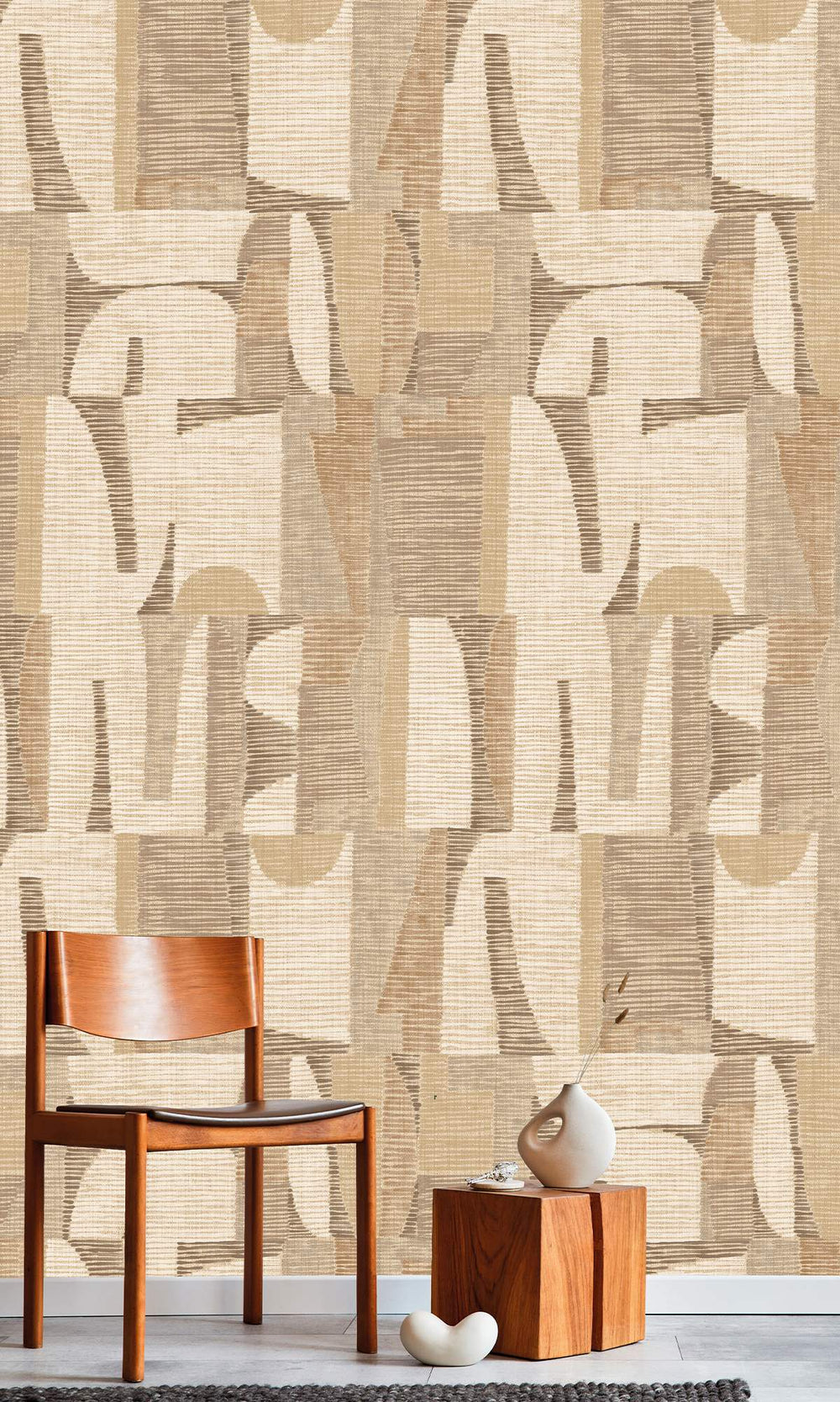 Esplanade & Pastel Brown Ethnic Print Collage Wallpaper RM9053