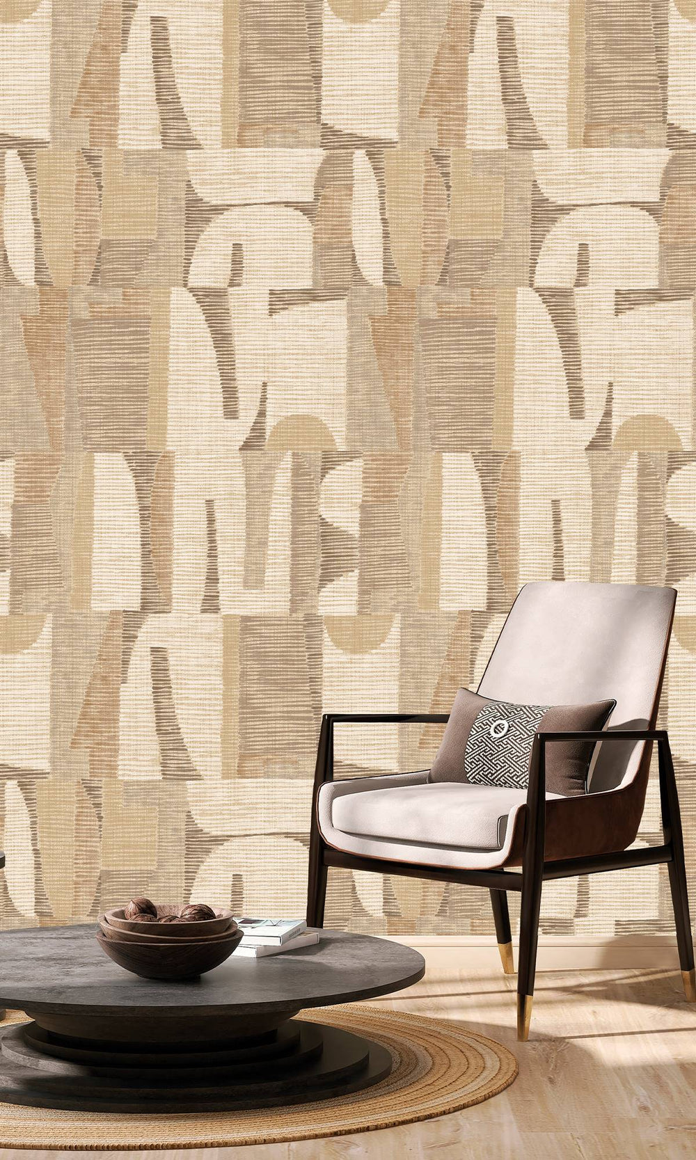 Esplanade & Pastel Brown Ethnic Print Collage Wallpaper RM9053