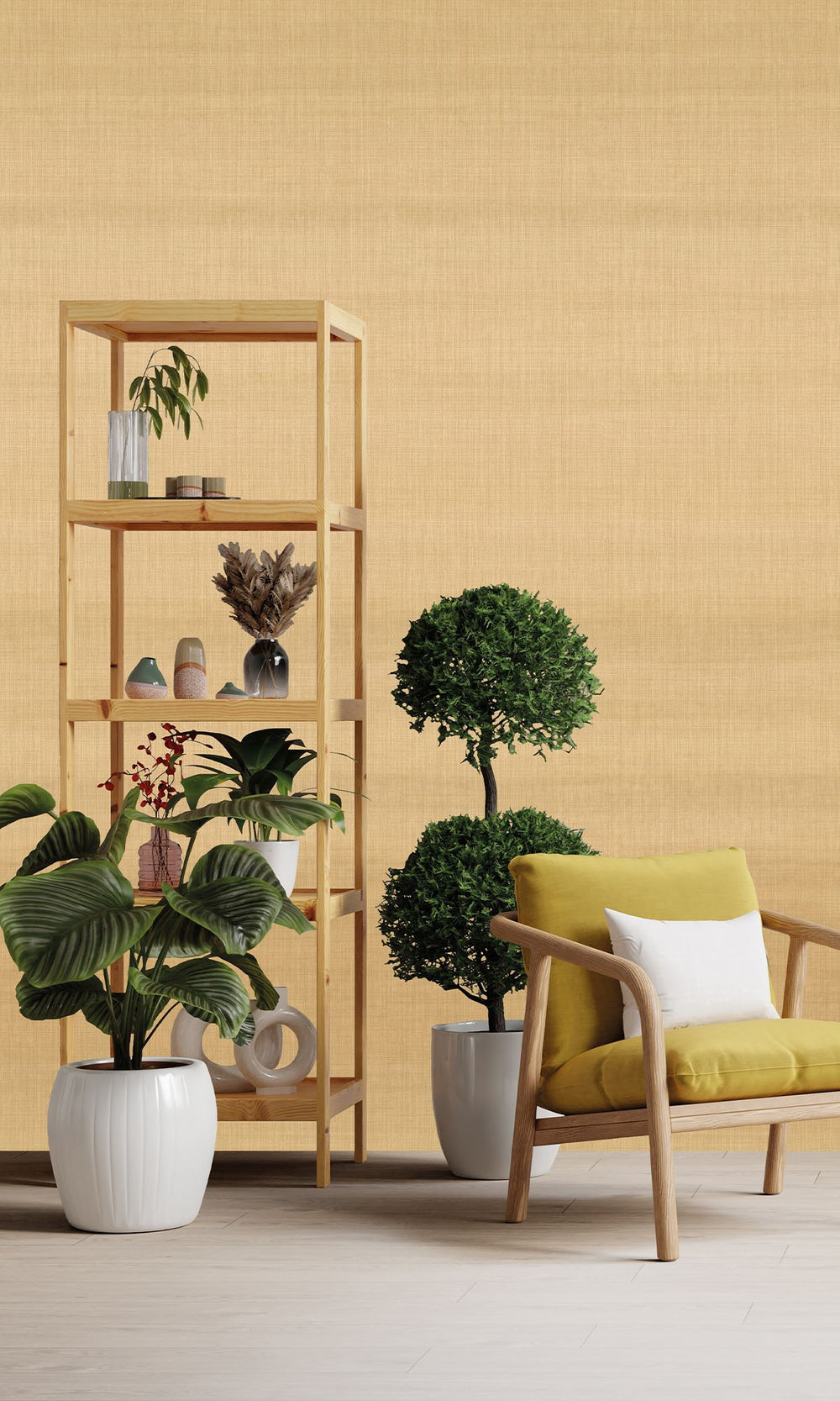 Burning Gold Chambray Print Wallpaper RM9055