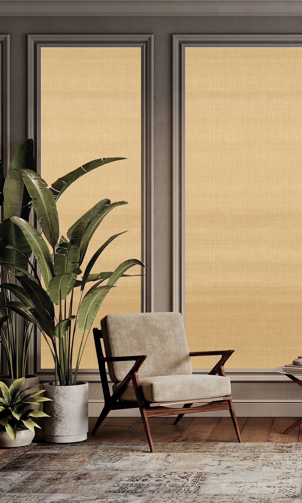 Burning Gold Chambray Print Wallpaper RM9055