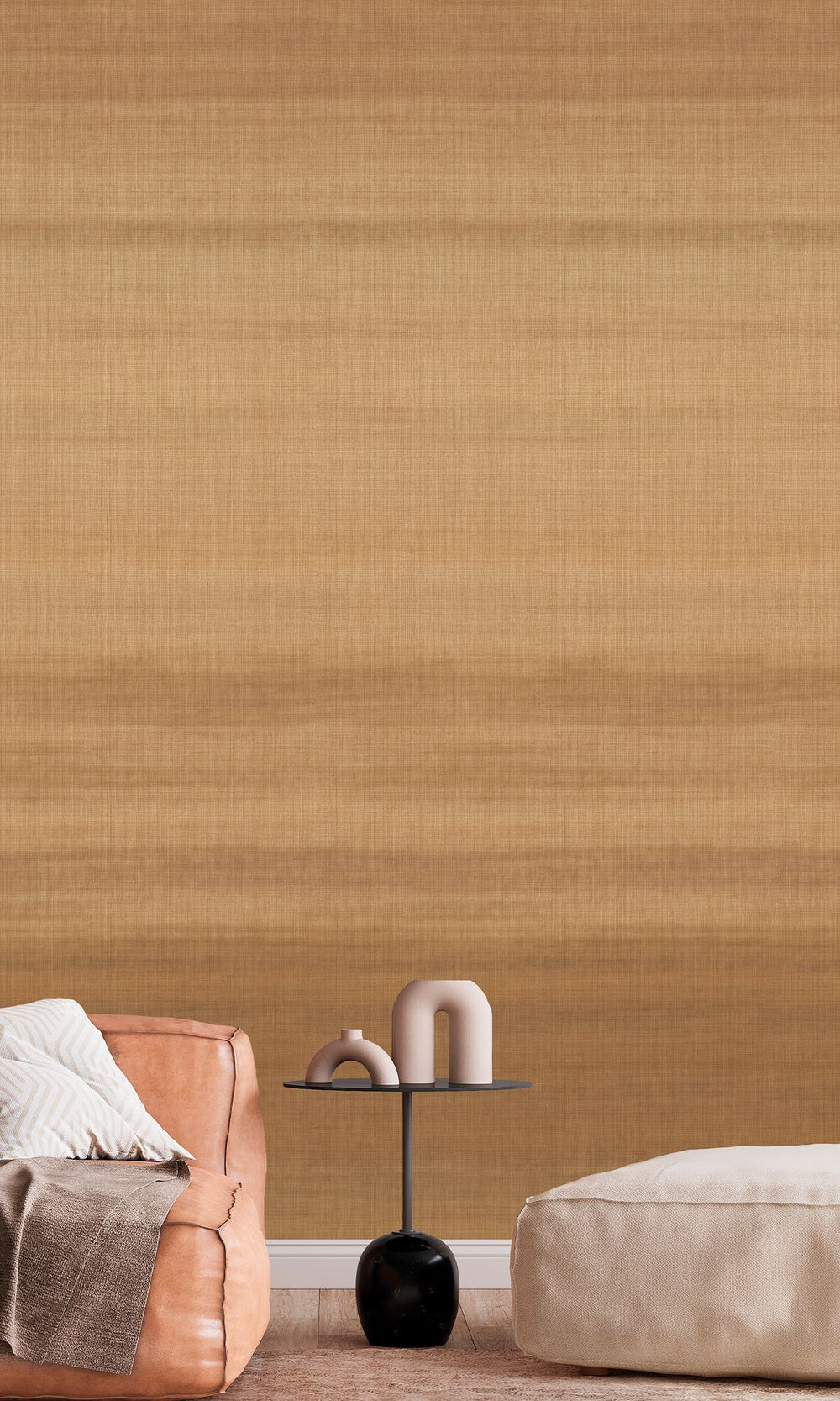 Honey Haven & Antique Bourbon Chambray Print Wallpaper RM9056
