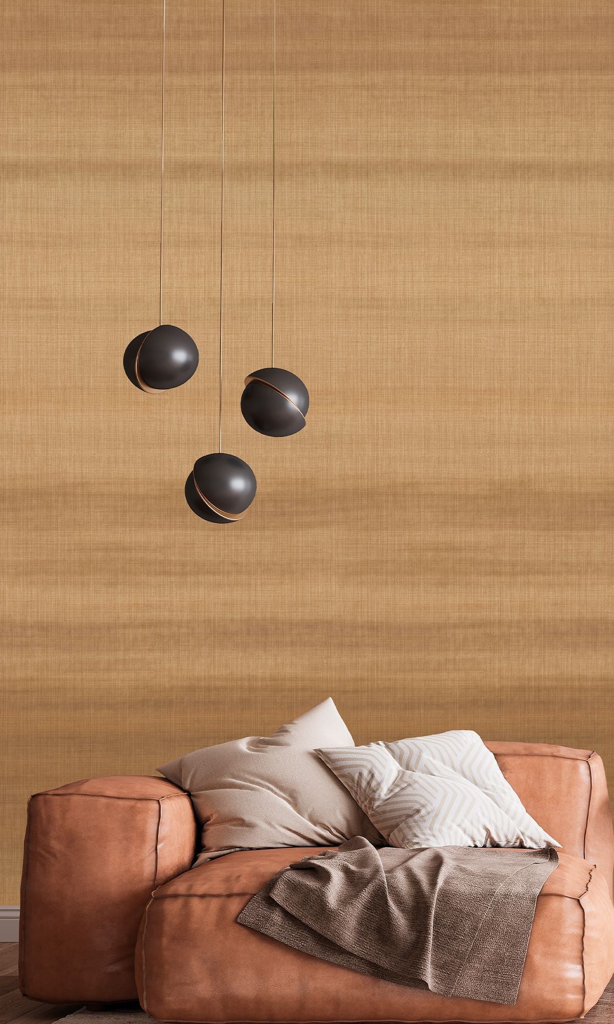 Honey Haven & Antique Bourbon Chambray Print Wallpaper RM9056