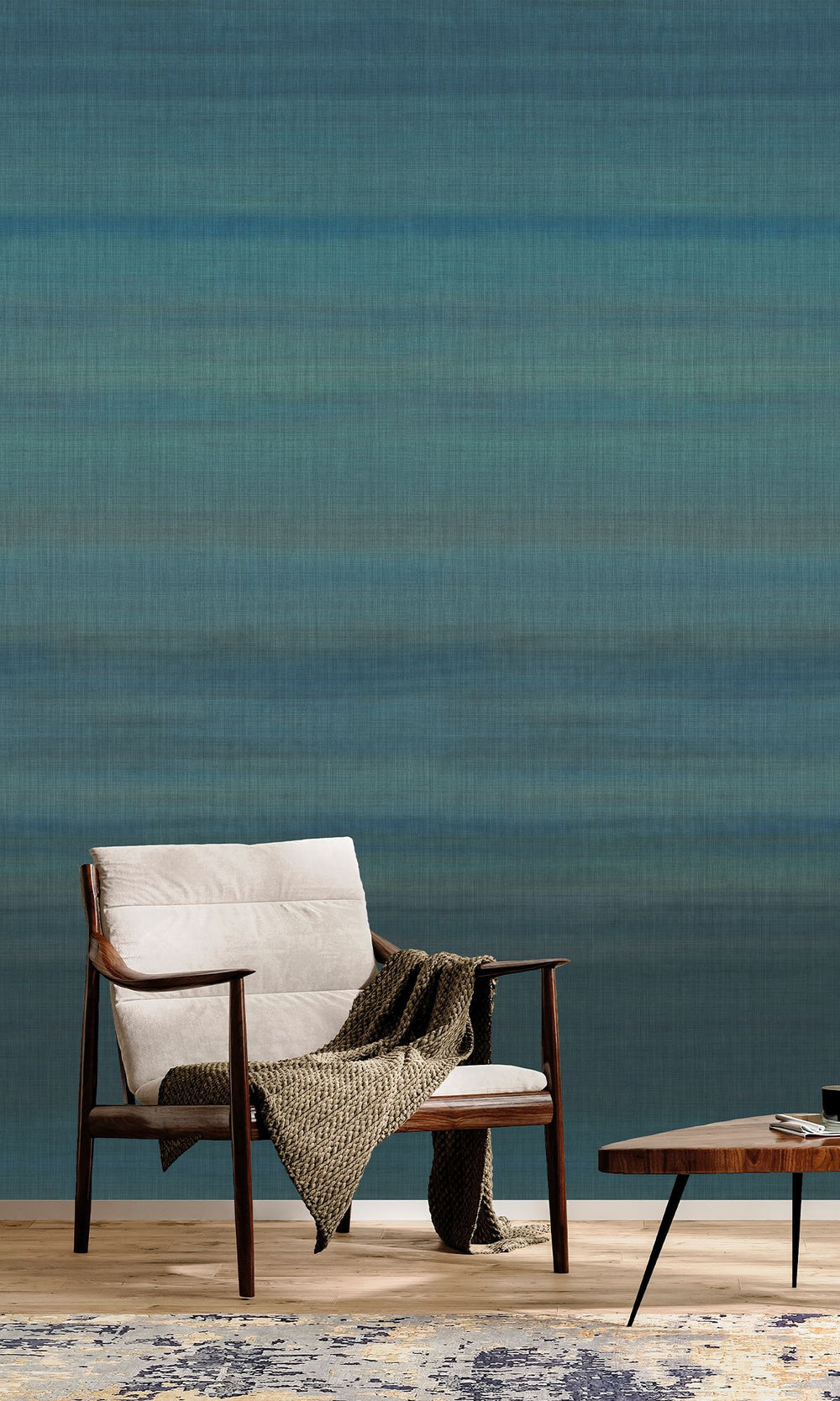 Azalea Leaf & Midnight Navy Chambray Print Wallpaper RM9057