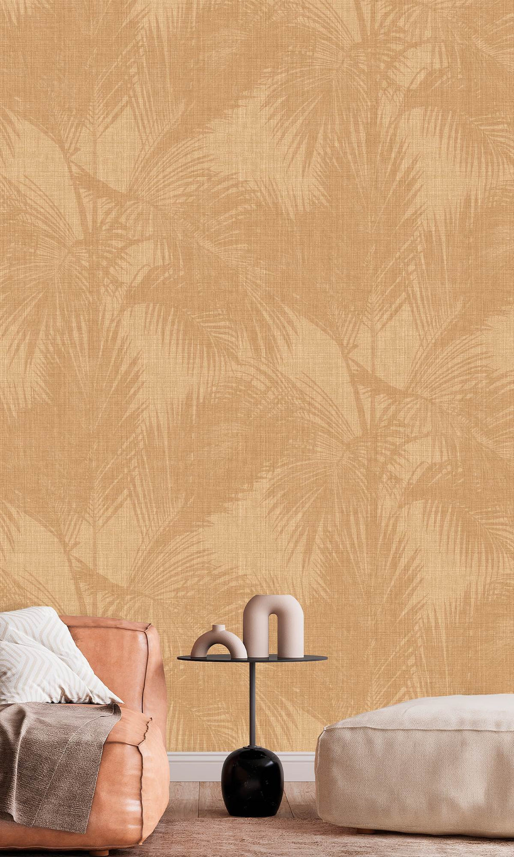Brandy & White Oak Silhouetted Palm Trees  Wallpaper RM9058