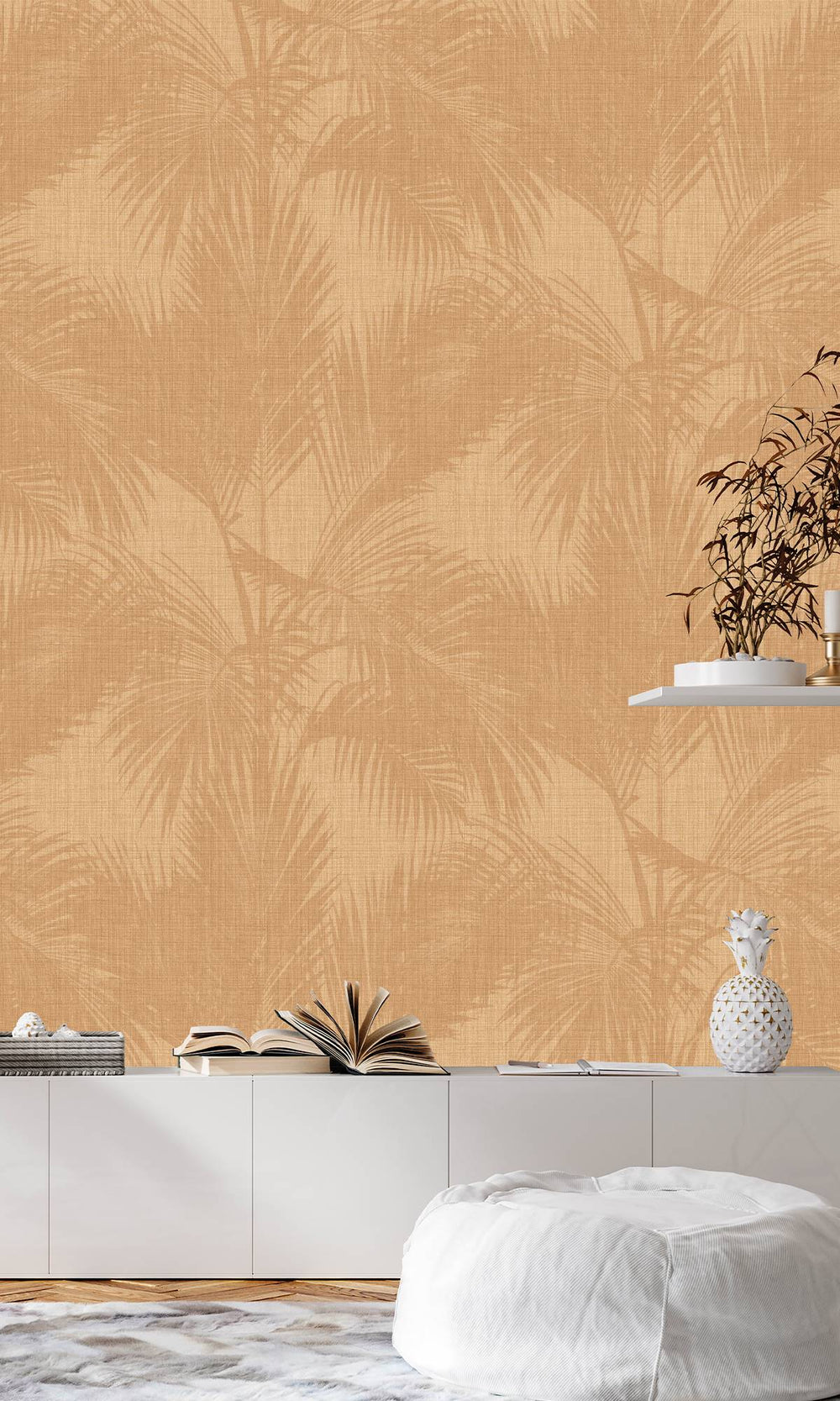 Brandy & White Oak Silhouetted Palm Trees  Wallpaper RM9058