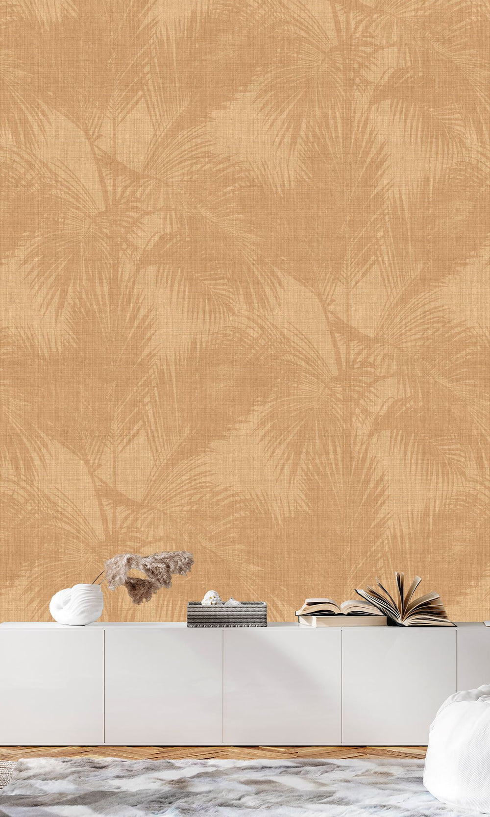 Brandy & White Oak Silhouetted Palm Trees  Wallpaper RM9058