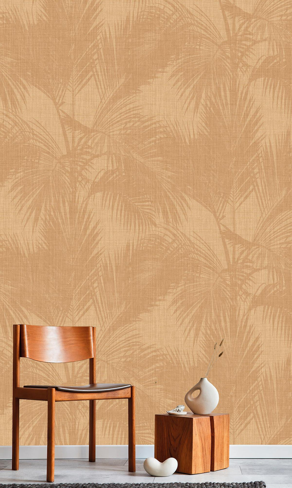 Brandy & White Oak Silhouetted Palm Trees  Wallpaper RM9058