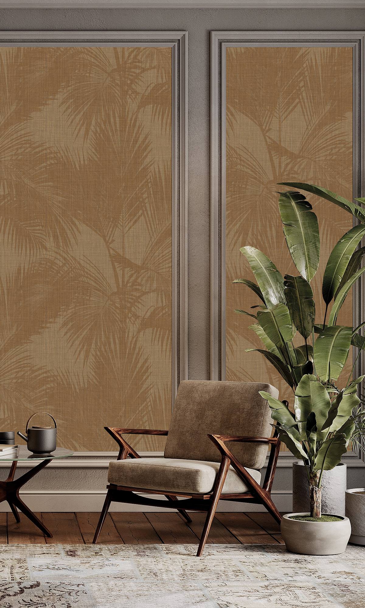 Corkboard & Cocoa Brown Silhouetted Palm Trees  Wallpaper RM9061