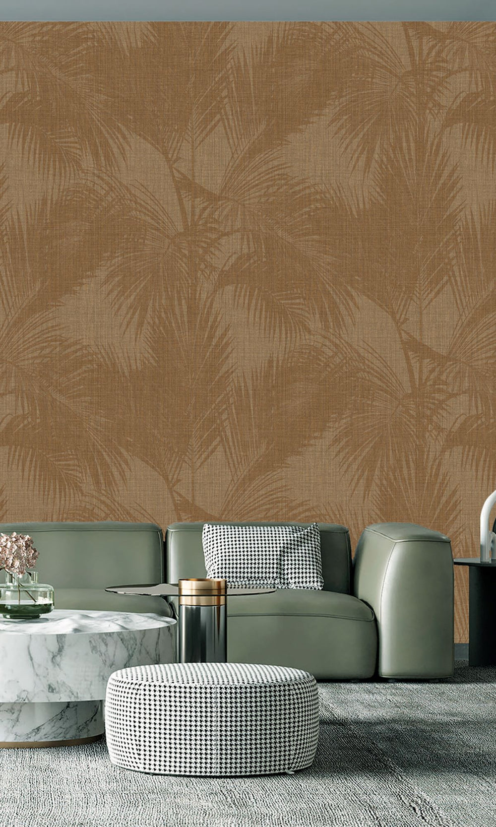 Corkboard & Cocoa Brown Silhouetted Palm Trees  Wallpaper RM9061
