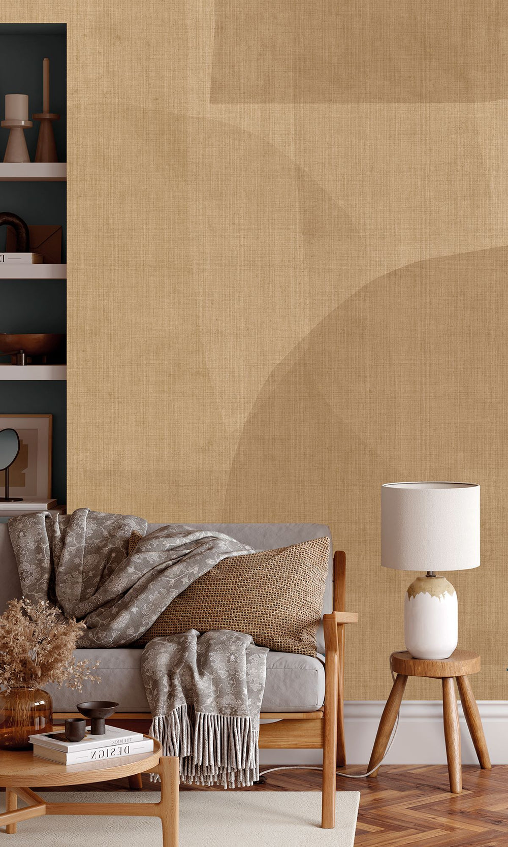 Latte & Dijon Abstract Geometric Watercolor Wallpaper RM9063
