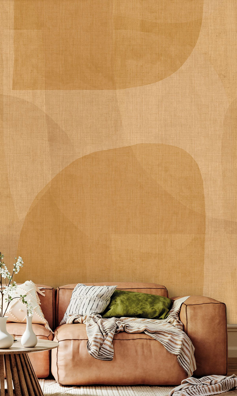 Antiquarian Gold & Butterscotch Abstract Geometric Watercolor Wallpaper RM9065