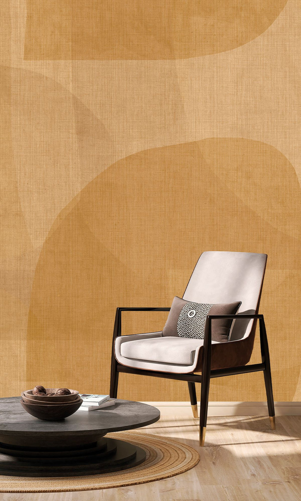 Antiquarian Gold & Butterscotch Abstract Geometric Watercolor Wallpaper RM9065