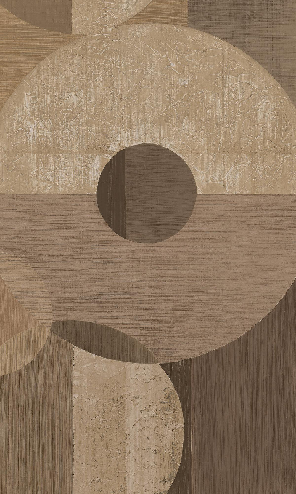 Baton & Bistre Brown Geometric Faux Wood Collage Wallpaper RM9066